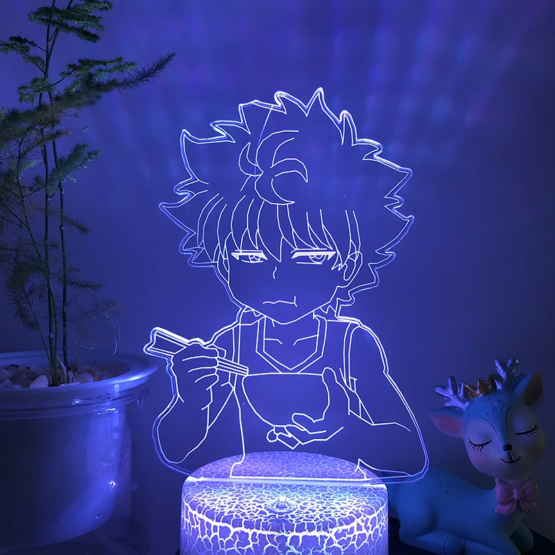 

Акриловый 3D светодиодный ночник Killua, фигурка, подставка для дома, вечевечерние, Декор, лампа для аниме Hunter X Hunter