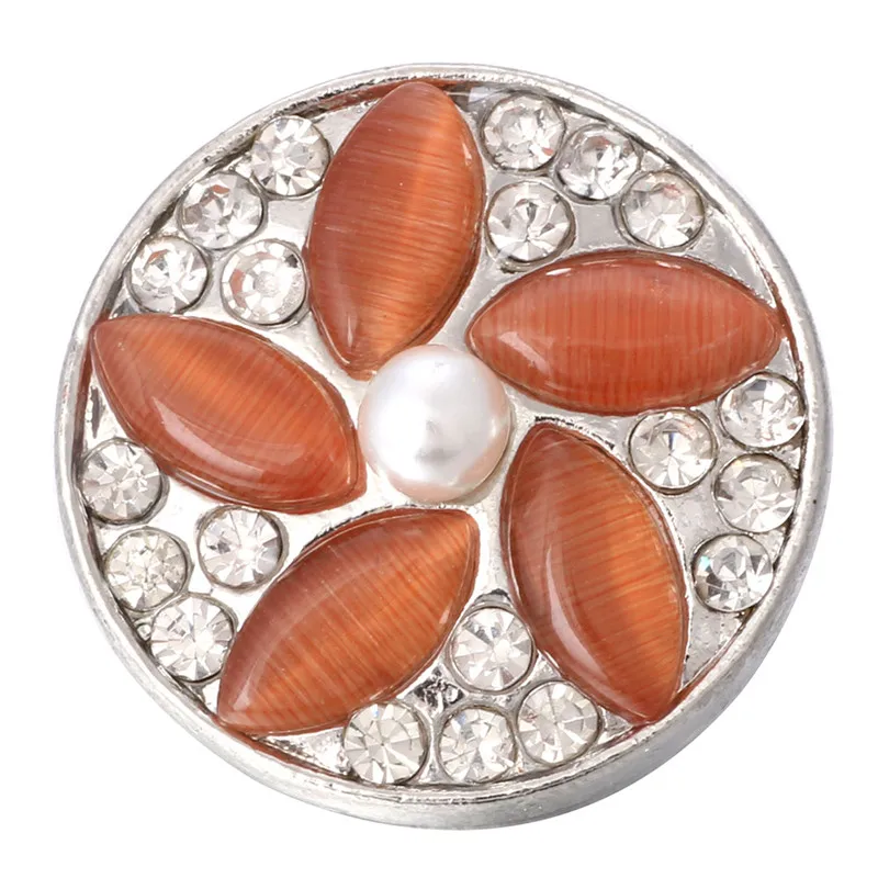 6 шт./лот несколько стилей Стразы Цветы кнопки ювелирные изделия подходят для 18 мм