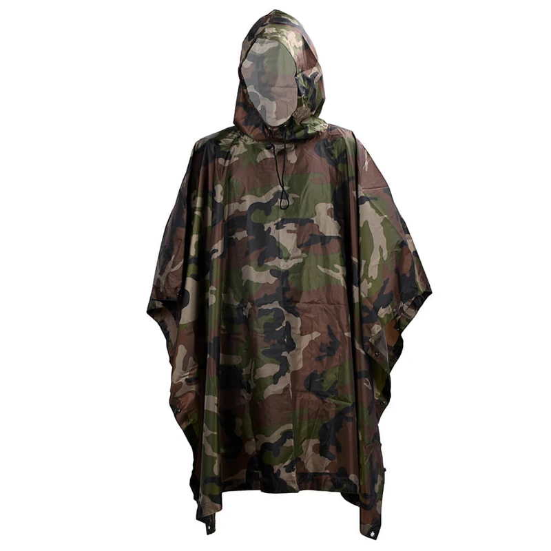 

Multifunction Military Impermeable Polyester Adult Raincoat Waterproof Unisex Rain Poncho Camping Fishing Rainwear Sun Shelter