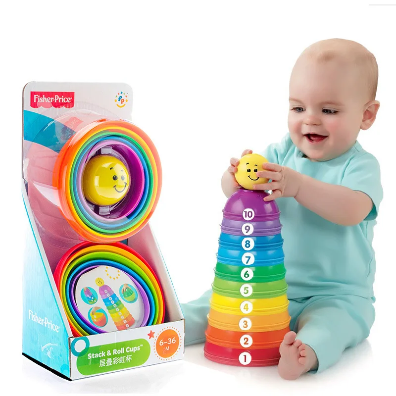 

Fisher-Price Basics Stack Roll Cups Baby Educational Creative Toy Brilliant Pierwsze Klocki Kid Birthday Gift Toys for Children