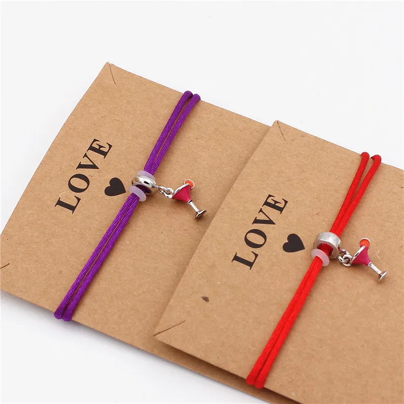 6 шт./лот винные стаканы очаровательные браслеты цепочки для женщин пара