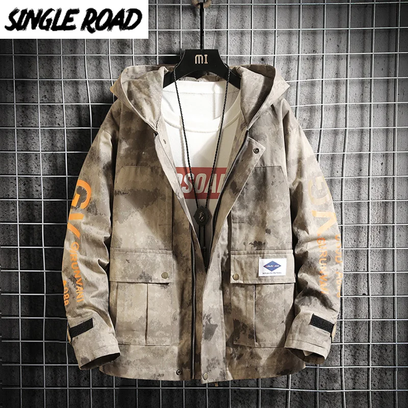 Мужская куртка с капюшоном камуфляжная ветровка в Корейском стиле хип хоп