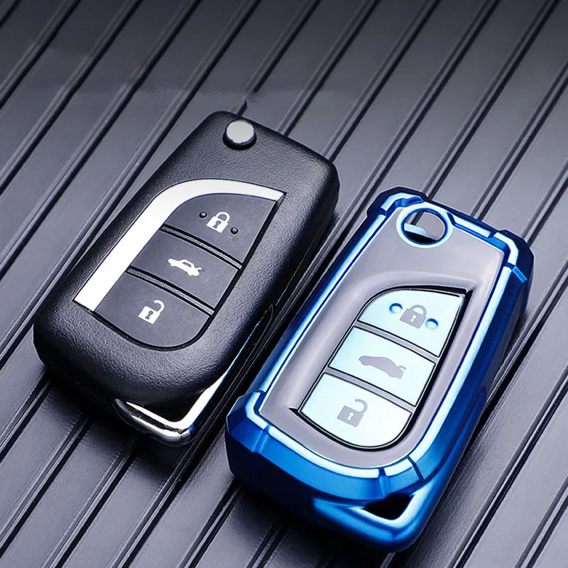 Чехол для автомобильного ключа из ТПУ с 3 кнопками чехол Toyota Auris Corolla Avensis Verso Yaris Aygo