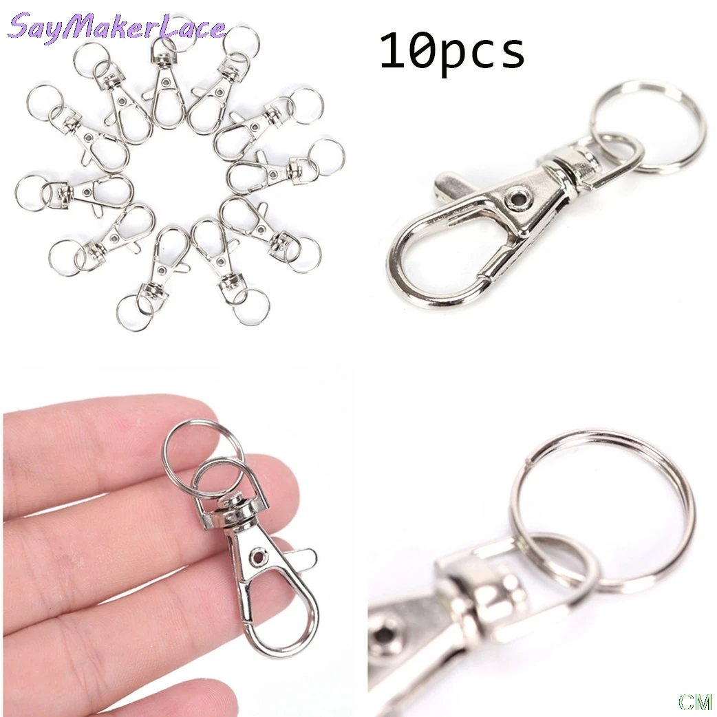

10pcs Classic Key Chain Ring Metal Swivel Lobster Clasp Clips Key Hooks Keychain Split Ring DIY Bag Jewelry Wholeales