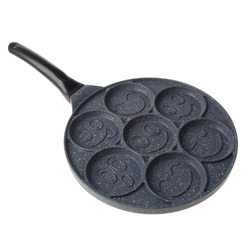 

Non-stick Pancake Pan Smiley Pancake Griddle Flip Cooker with 7 Flapjack Faces P9YB