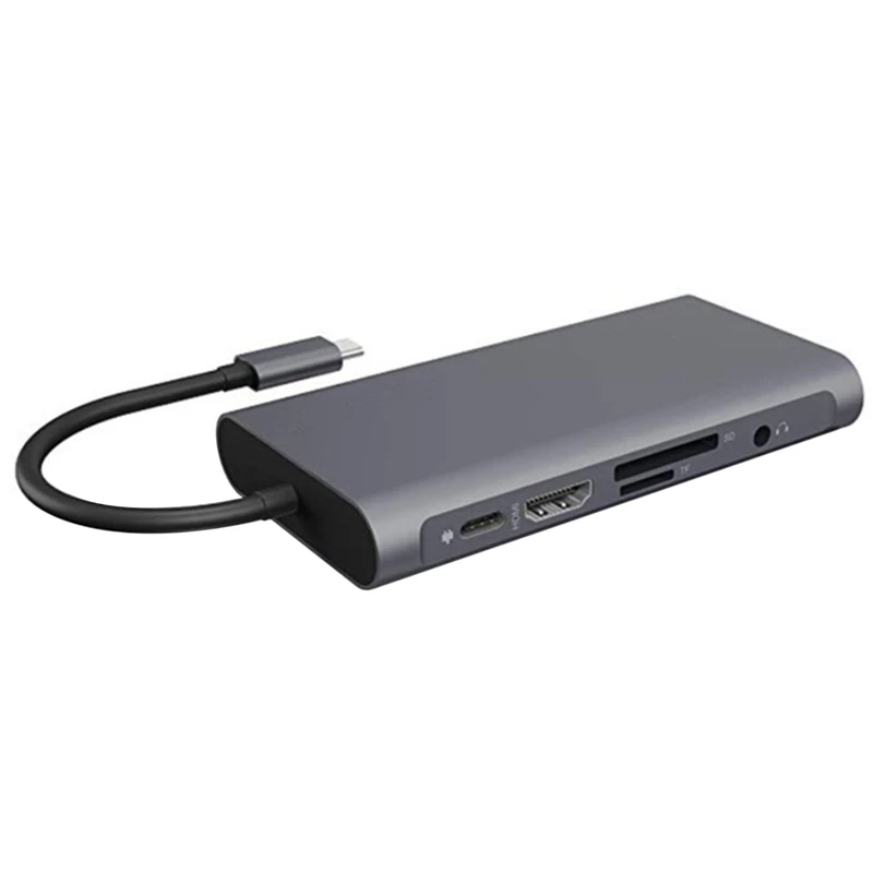 

Док-станция HOT-Type-C с USB C на 4K HD VGA RJ45, станция с несколькими портами Gigabit Ethernet, адаптер 10 в 1, устройство для чтения SD TF-карт