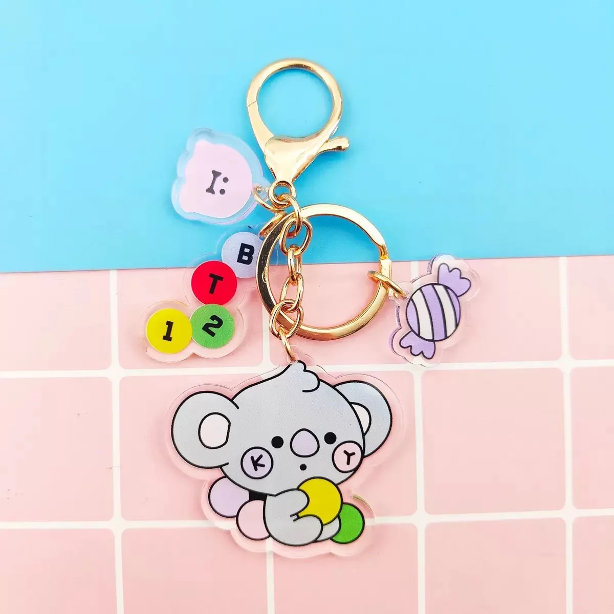 

JBTSH21Bulletproof Youth GroupKorean Wave Cartoon Cute Acrylic Four-piece Pendant Keychain Jewelry Student School Bag Decoration