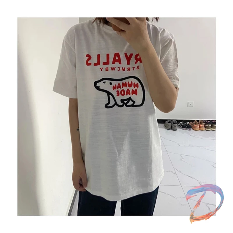 

Men Women Clothes Human Made T-shirt High Quality Polar Bear Print Retro Short Sleeve Oversize Human Made Harajuku Casual TShirt