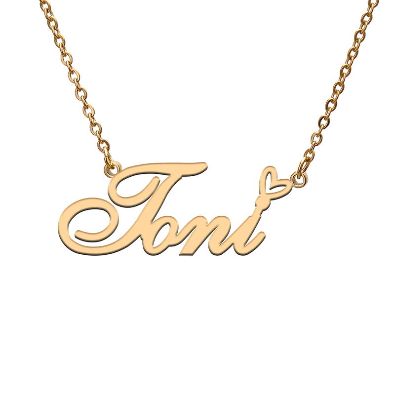 

God with Love Heart Personalized Character Necklace with Name Toni for Best Friend Jewelry Gift
