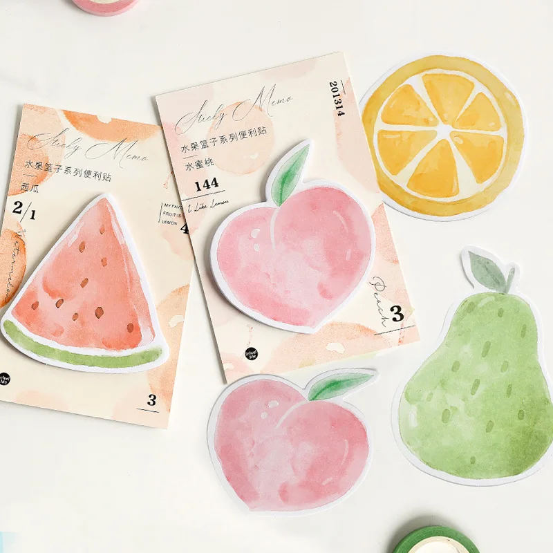 

30 Sheets/pad Fruits Basket Sticker Bookmark Memo Pad Sticky Note Bookmark School Office Supply