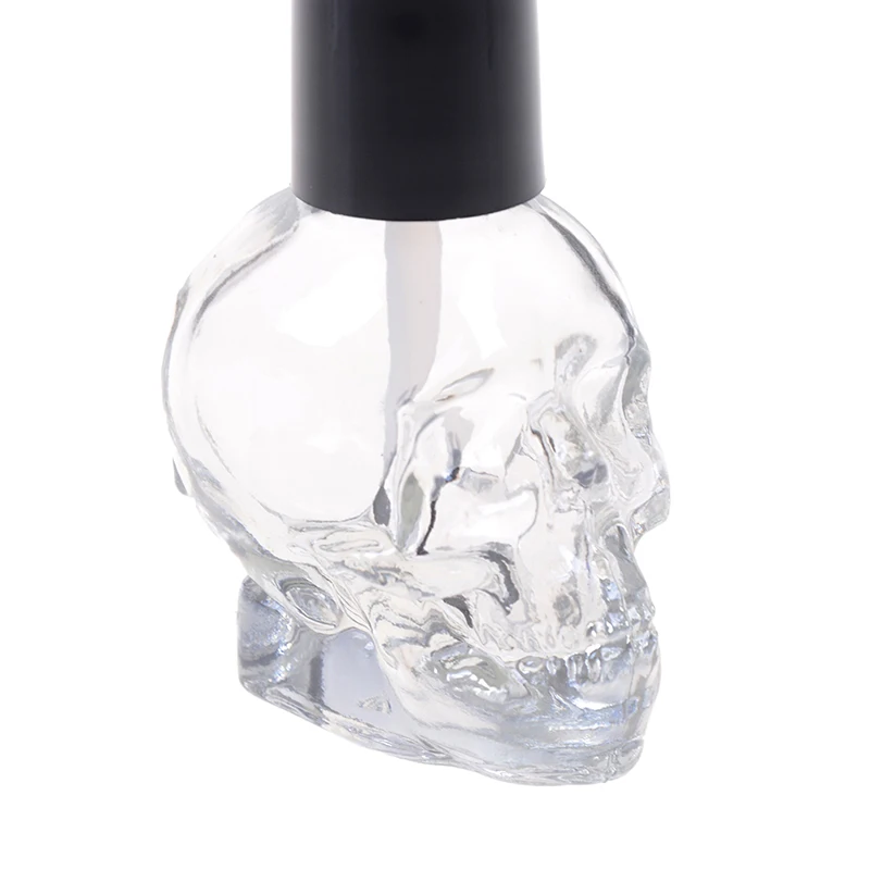 Skull Fashion Transparent Glass Empty Nail Polish Refillable Bottle With Brush Small Travel Makeup Cosmetic Containers 10ml | Красота и