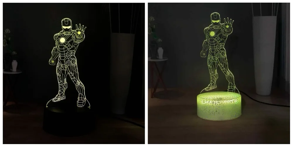 Фигурки Marvel светодиодный ночник RGB7colorful стоящий крутой Железный человек настольная лампа дети кабинет лампа Дети подарок на день рождения праздник