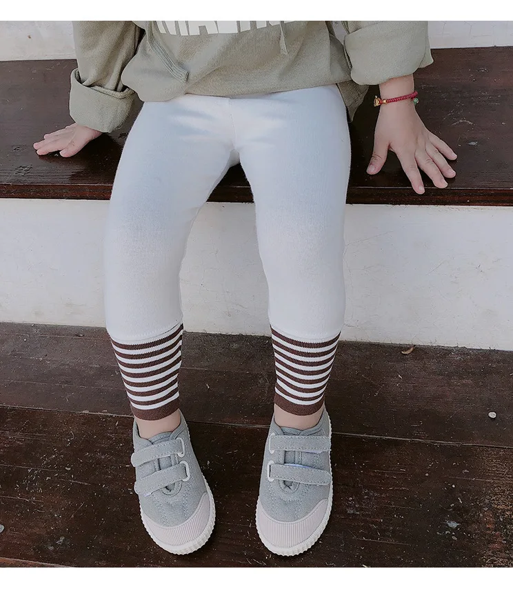 WLG осенние брюки для девочек Полосатые Детские платья детские повседневные