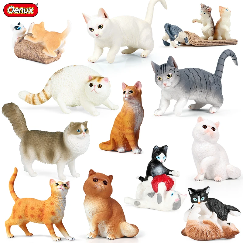 

Oenux Simulation Pet Cat Animal Model Action Figures Persian Cats Ragdoll Model Cake Toppers Garden Decoration Lovely Kid Toy