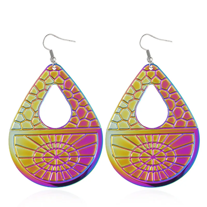 Новые яркие металлический лист свисающие серьги для женщин модное богемное