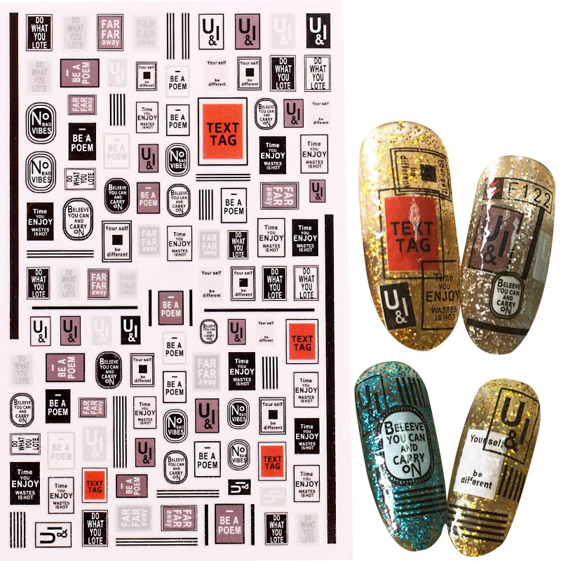 3D цветные наклейки на ногти самоклеющиеся клейкий трансферный Наклейки