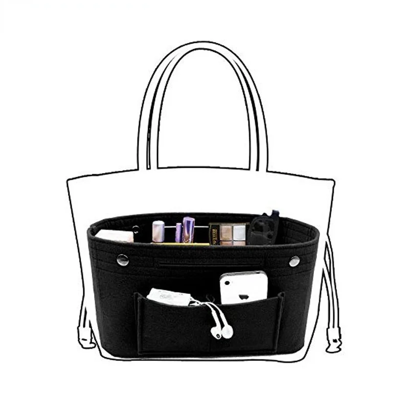 

Felt Cloth Inner Bag Women Fashion Multi-pockets Storage bag in Handbag Cosmetic Organizer Luggage Bags Travel Organizer