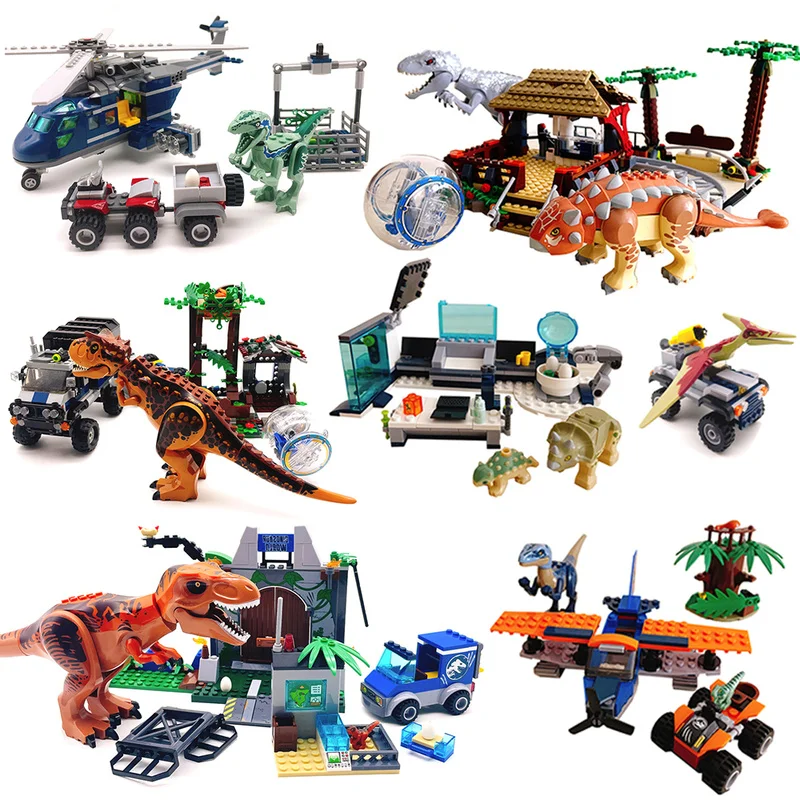 

Jurassic World Dinosaur Tyrannosaurus Rex vs Ankylosaurus Model Building Blocks Non-remote Control Building Block Toys 75941