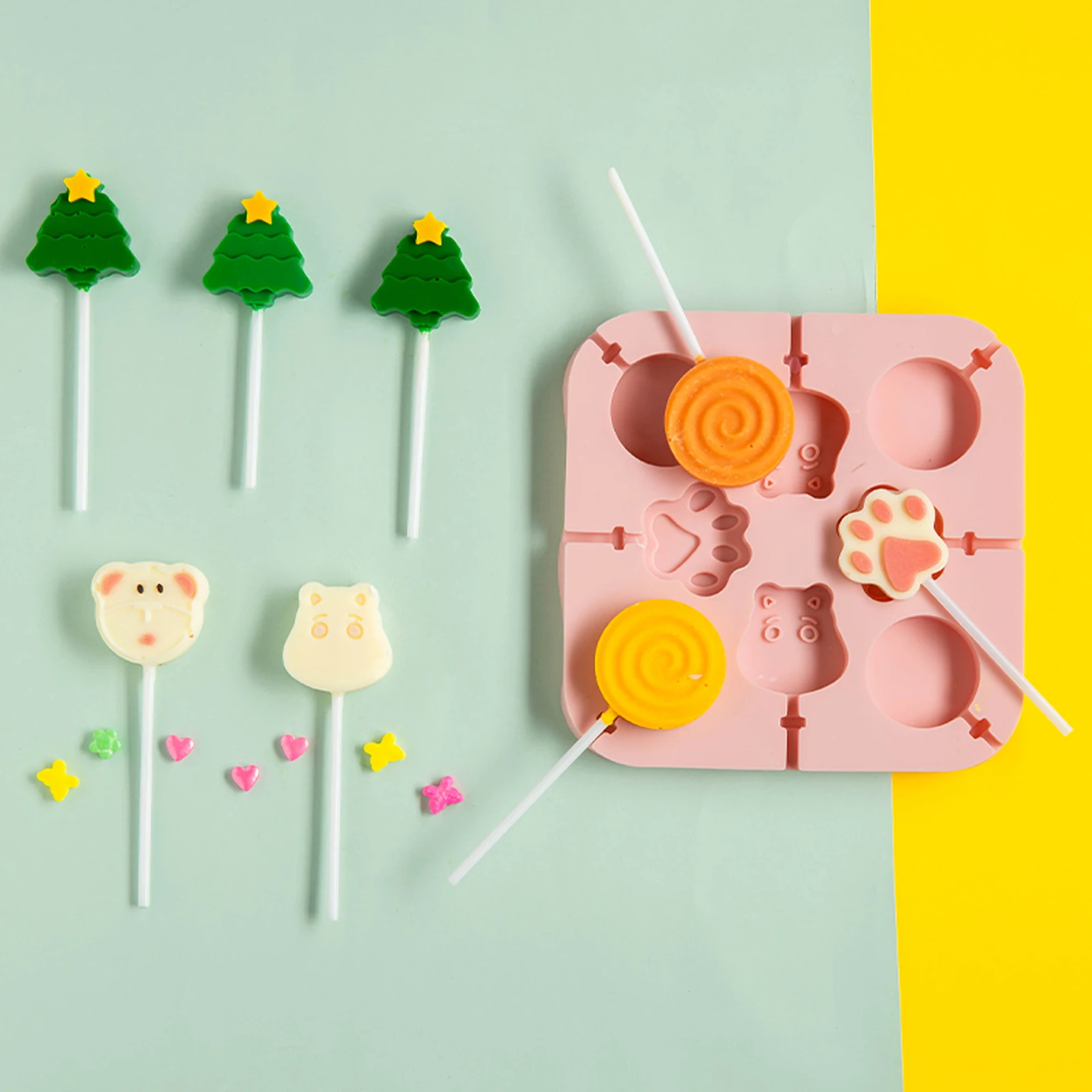 

Cartoon Cake Baking Mold Cheese Stick Candy Lollipop Chocolate Eco-friendly Silicone Ice Cover Silicone Homemade Baking Supplies