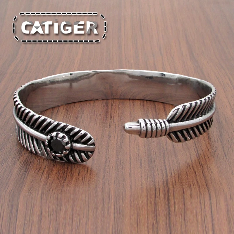 Бесплатная доставка Панк Винтаж черный циркон манжеты браслеты нержавеющая