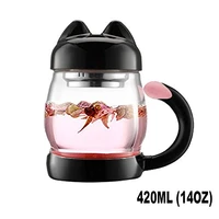 cute cartoon glass tea cup with a lid strainer portable cute cat tail heat resistant mugs with a coasters halloween gifts