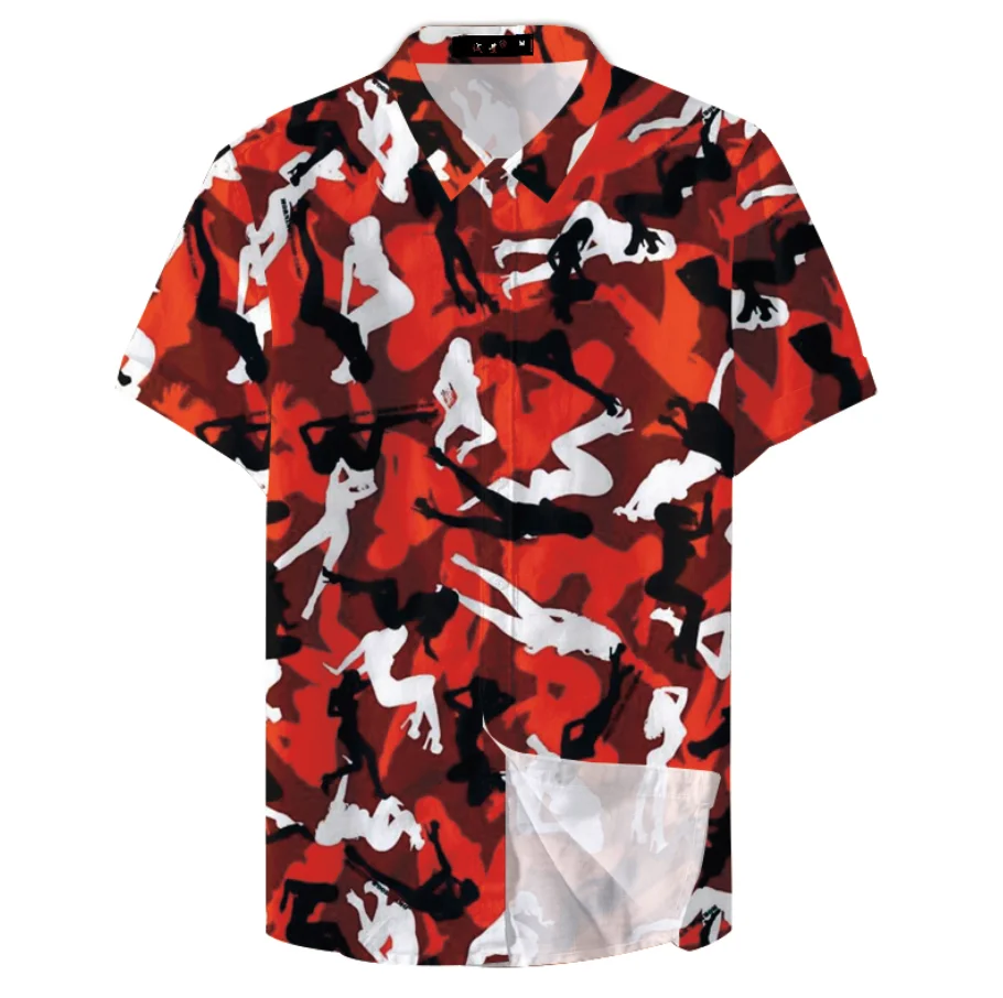 Мужская Повседневная рубашка на пуговицах удобная модная с коротким рукавом и