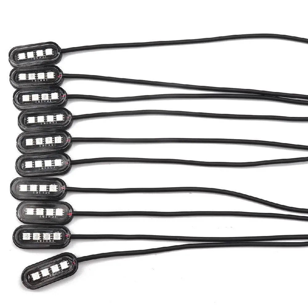

10 шт. светодиодсветильник осветительная полоса для автомобиля мотоцикла, водонепроницаемая зеленая, красная, белая декоративсветильник по...