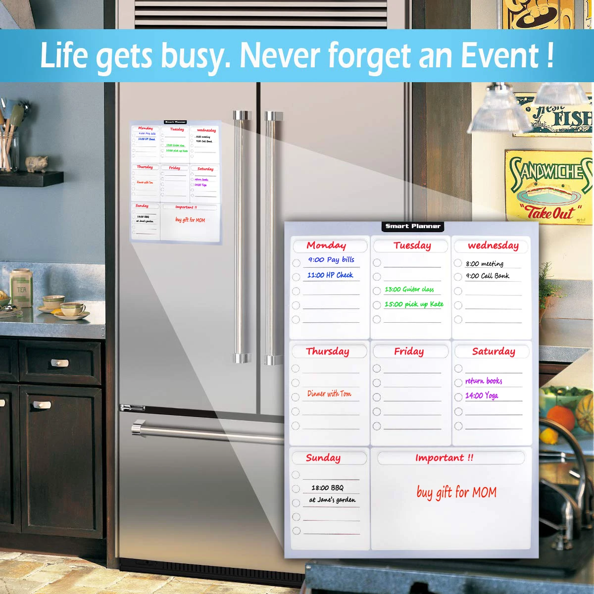 

A3 Magnetic Dry-erase Whiteboard Weekly Planner Grocery Shopping List Meal Board for Fridge White Board Menu Kitchen Sticker Pad