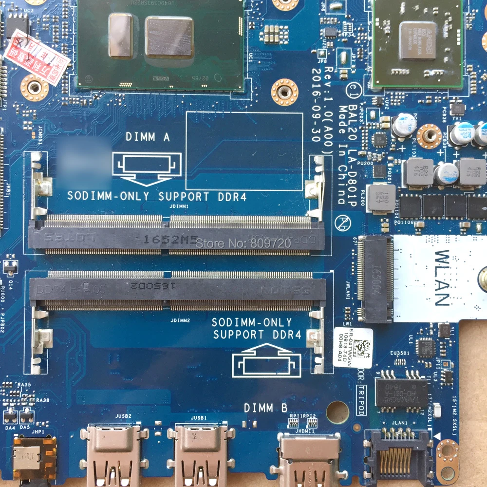 Материнская плата для ноутбука BAL20 LA D801P/02PVGT Y8N7H DDR4 с SR2ZU CN 0Y8N7H 2 5 ГГц Dell Inspiron 5567