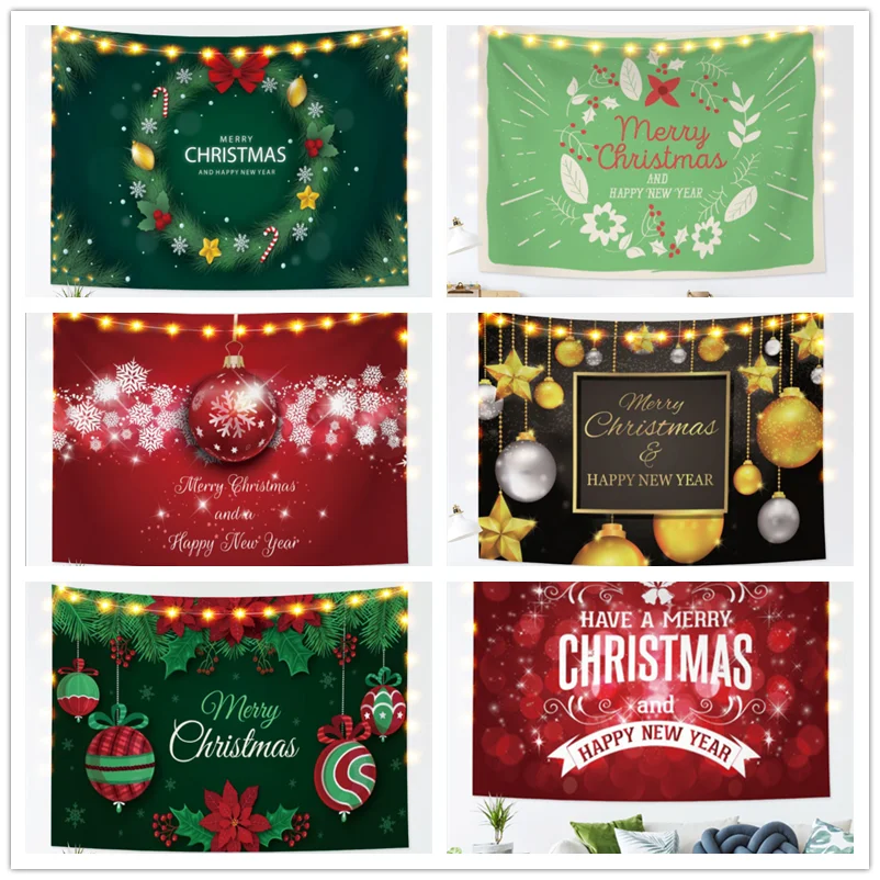 

Merry Christmas Tapestry Wall Hanging Throw Rug Blanket Camping Travel Mattress Sleeping Pad Santa X-mas New Year Home Decor