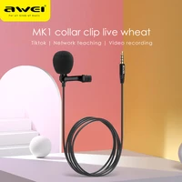 awei mk1 mini microphone for phone youtube micro 3 5mm aux jack for vlog record 3m length clean sound noise cancelling