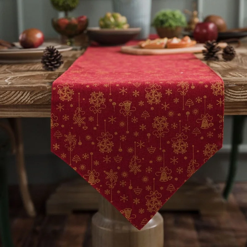 Рождественская красная колокольчика Настольная дорожка Бронзирующая поделка