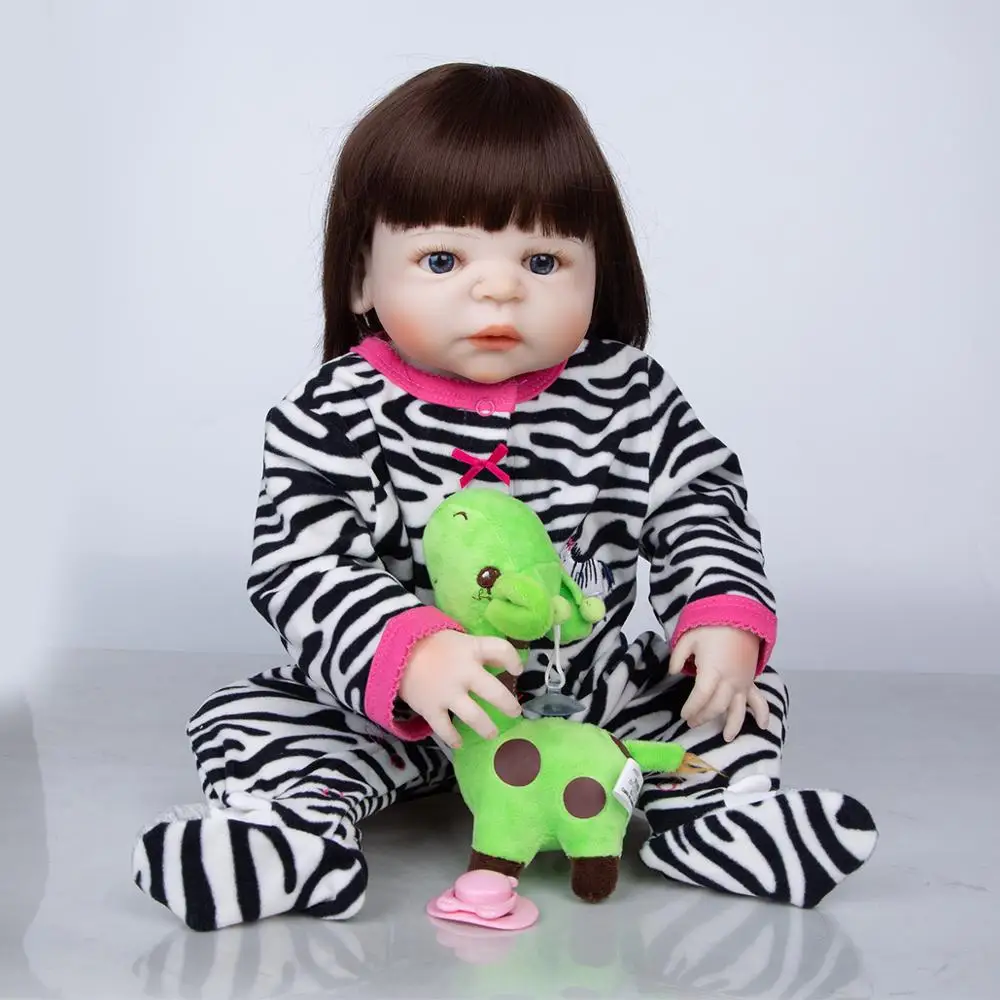 

Free shipping Dropping White Reborn Baby Doll Todder Full Silicone Vinyl Reborn Dolls Gift For Kids Middle Hair Styles