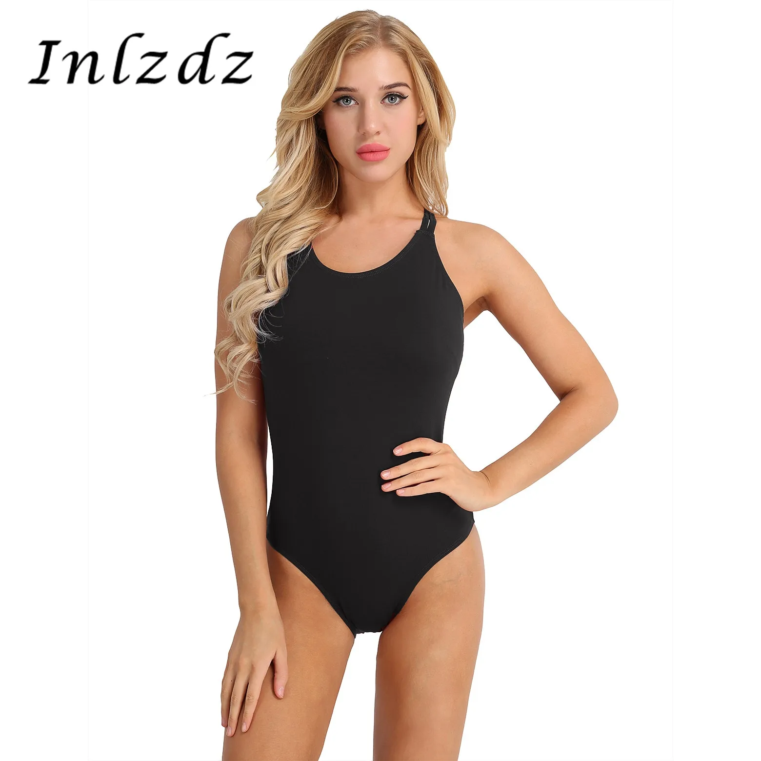 Женский гимнастический балетный трико боди со встроенным бюстгальтером