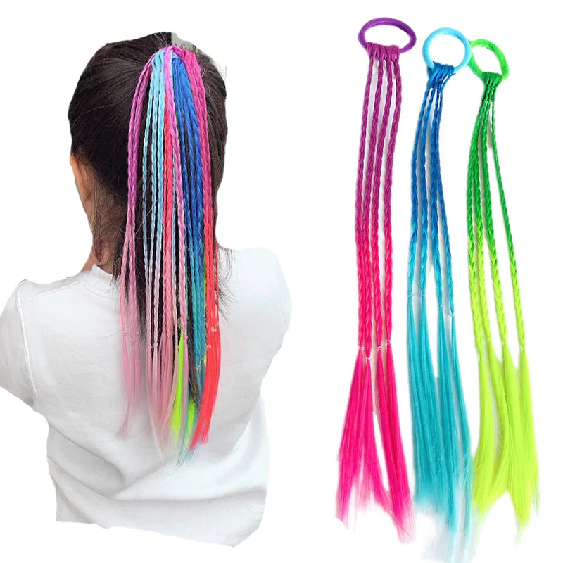 

Children's Wig Braids Korean Girls Colored Hair Tie Hair Accessories Little Girls Tie Hair Rubber Band Twist Braid Headdress