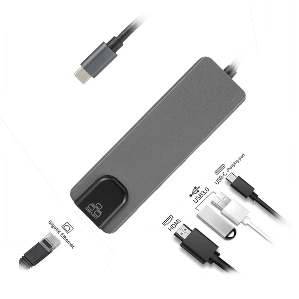 USB C к Gigabit Ethernet Lan Rj45 4K 3 0 Тип зарядный порт 5 в 1 хаб для Mac Book Pro Thunderbolt USB-C зарядное