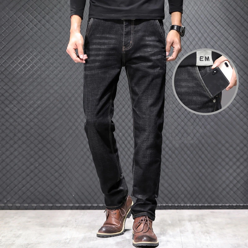 2020 Осень новинка Классические Стильные серые черные облегающие джинсы с защитой