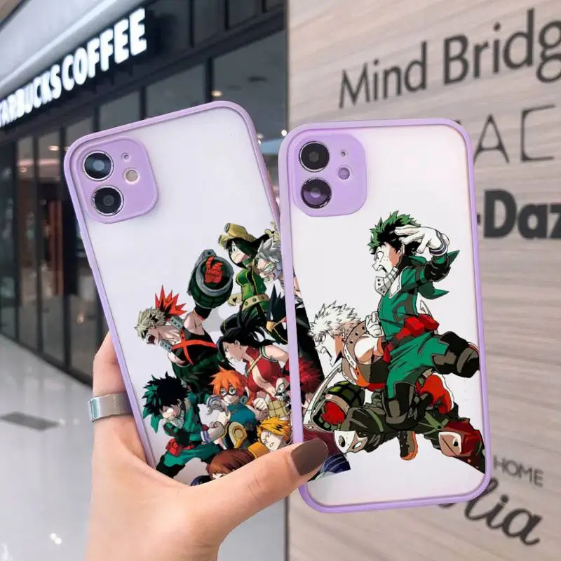 

Anime My Hero Academia deku bakugou Boku Phone Case For iPhone 13 12 11 Mini Pro XR XS Max 7 8 Plus X Matte transparent