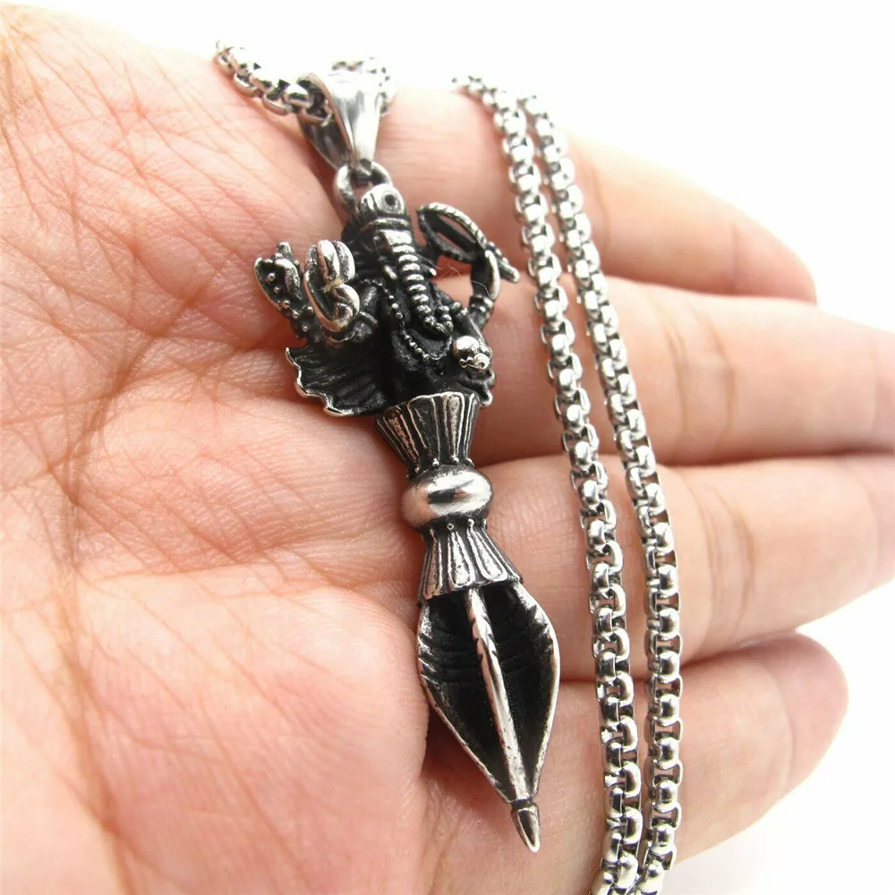 

Mens Thai Protection Amulet Elephant Pendant Necklace Stainless Steel