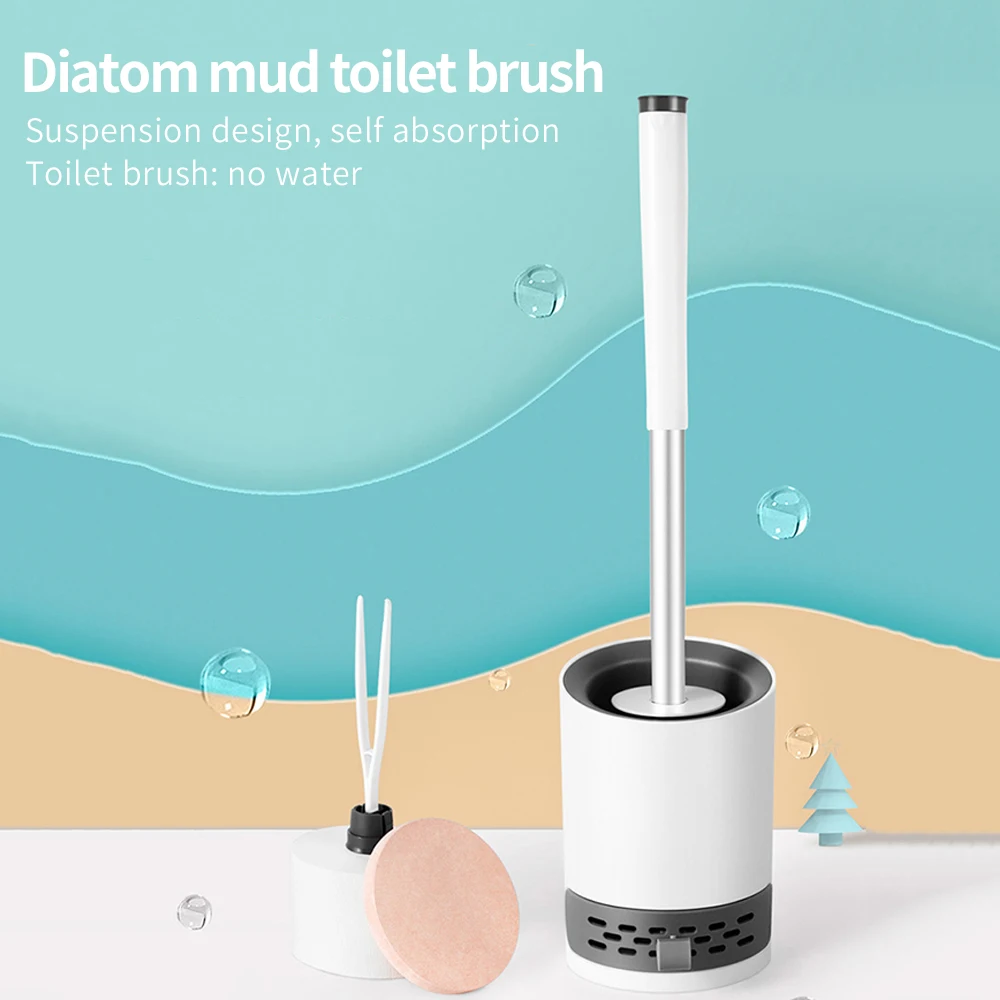 

Щетка для унитаза с защитой от протечек и основанием, силиконовая мягкая щетка для унитаза с диатомовой грязевой накладкой, чистящая щетка ...