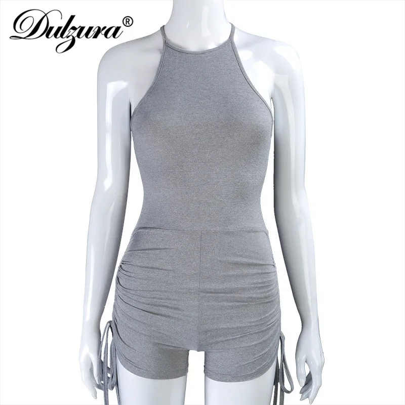 Женский Сплошной ный комбинезон Dulzura с рюшами обоблегающее обтяжку ющий стрейч