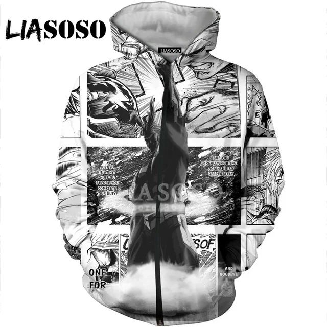 

LIASOSO 3D Print Women Men Anime Comics My Hero Academia Bakugou Katsuki Hooded Harajuku Zipper Sweatshirts Jacket Coat