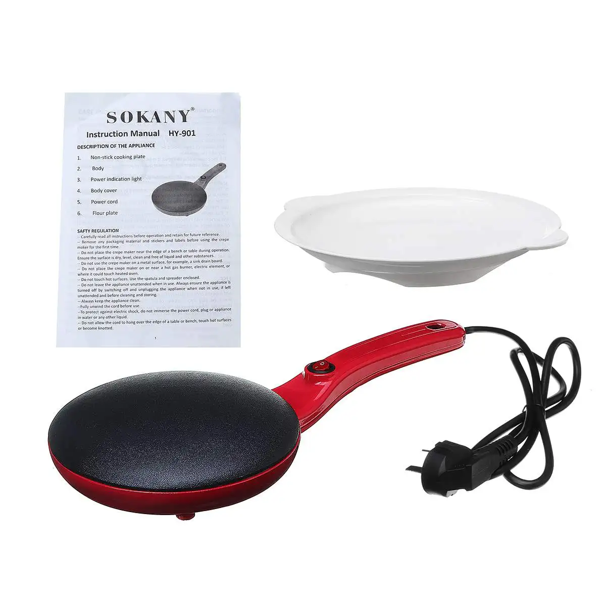 

20cm Non-stick Electric Crepe Maker Pizza Pancake Cake Machine Non-stick Griddle Baking Pan Kitchen Cooking Tools 650W 220-240V
