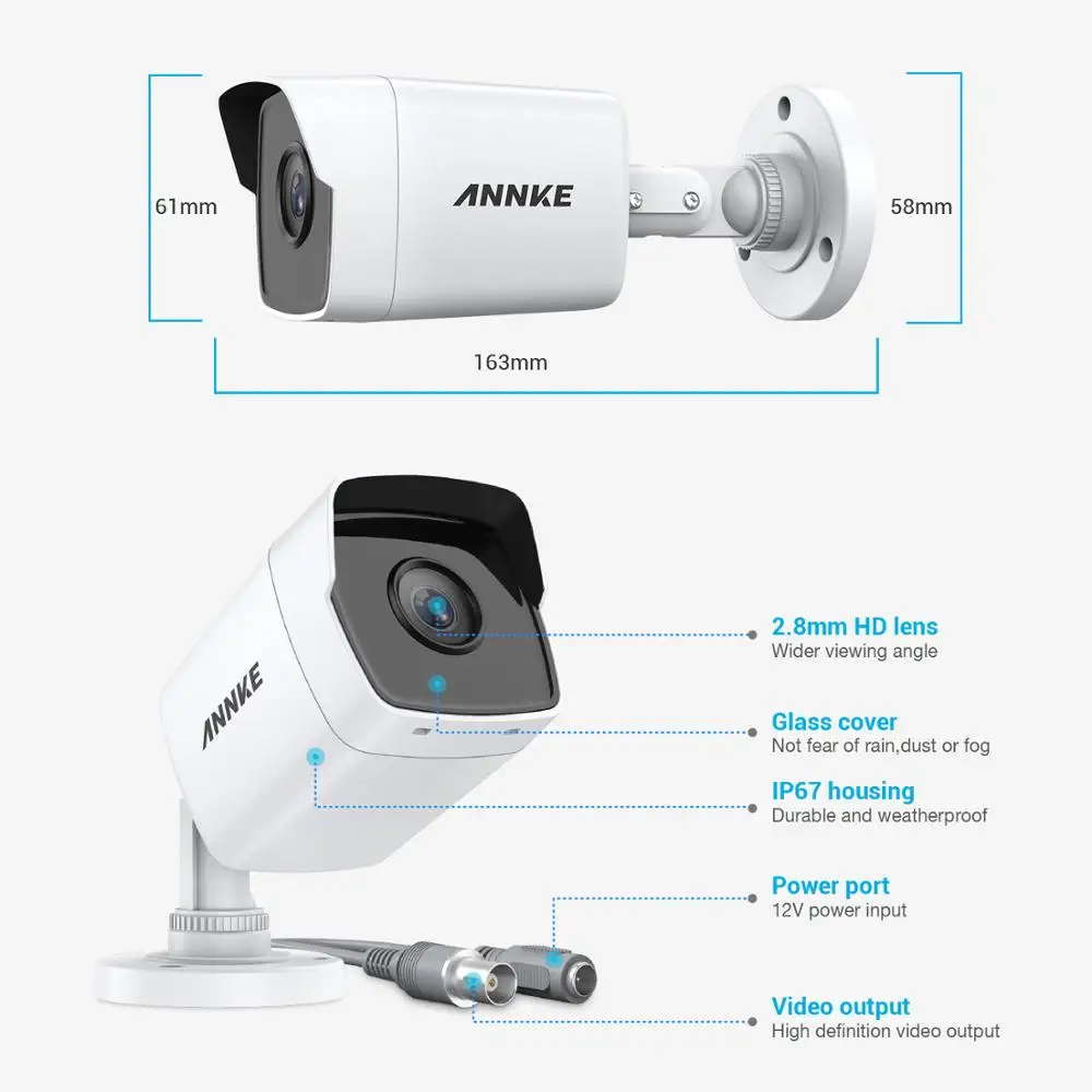 Камера Наружного видеонаблюдения ANNKE 4X Ultra HD 5MP TVI белая система безопасности с