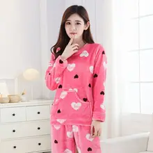 Женская пижама Woman's Pajamas Sets Autumn Flannel Coral O-neck Home Suit 2019Female New Long-sleeve Thicken Print Sleeping Sets Женская пижама Woman's Pajamas Sets Autumn Flannel Coral O-neck Home Suit 2019Female New Long-sleeve Thicken Print Sleeping Sets