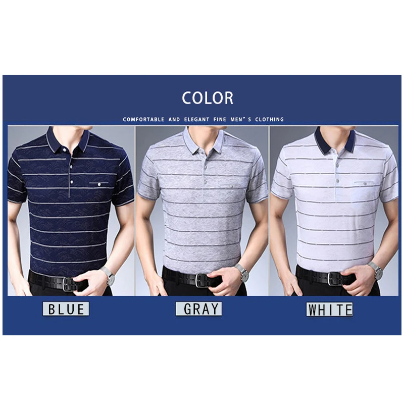 TFETTERS летняя хлопковая Футболка мужская синяя полосатая рубашка с коротким