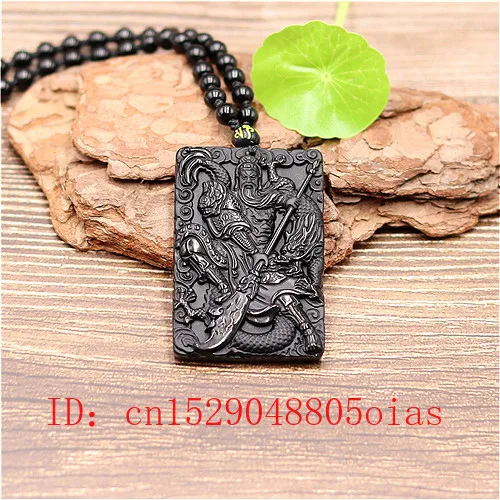 Натуральный Черный Дракон из обсидиана воин Кулон Бусы Ожерелье модное