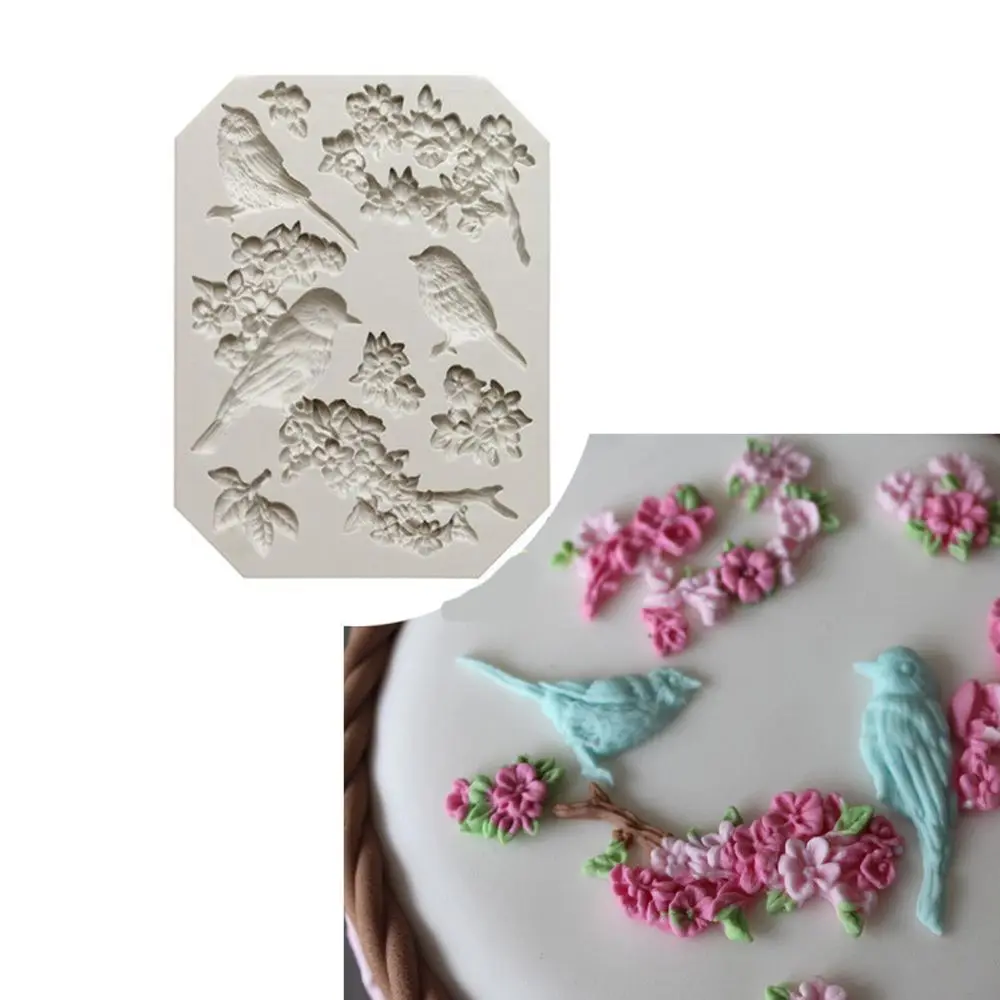 Силиконовые формы птица роза выпечка антипригарная форма сделай сам помадка