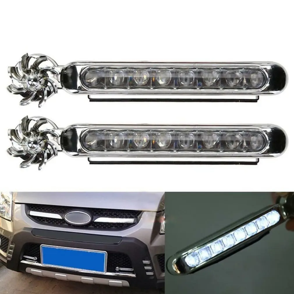 

2PCS Car Front Net Led Light Auto Wind Energy Light Front Head Auxiliary Running Light Flashing Light Signal Lamp