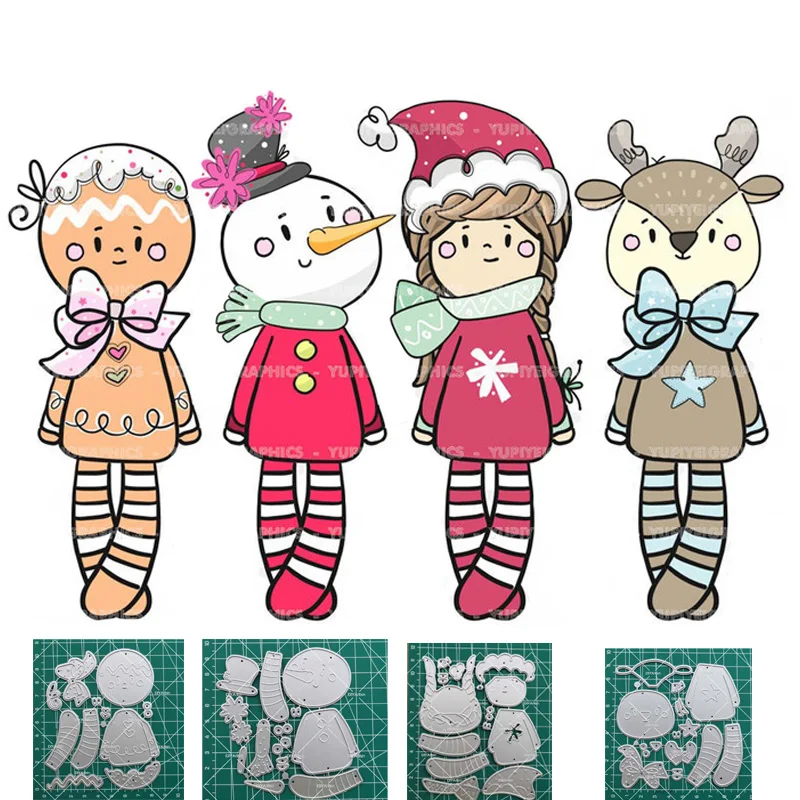 Рождество имбирь со снеговиком металлический Трафаретный вырубной штамп